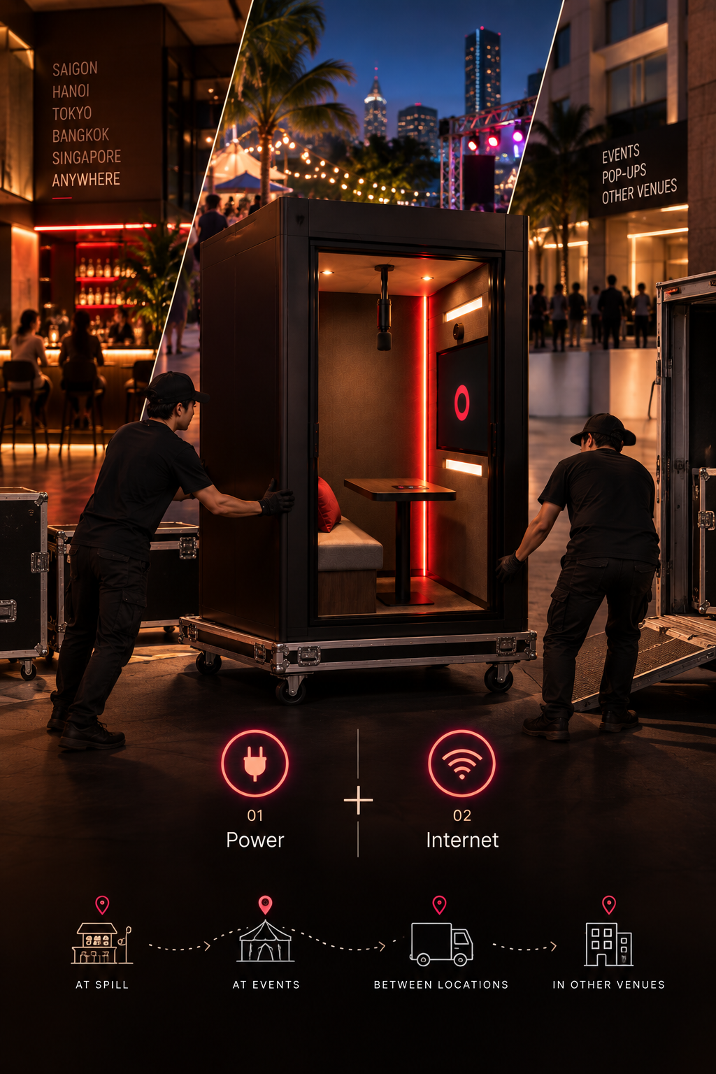 A self-contained SPILL Confessional booth moving between locations and events