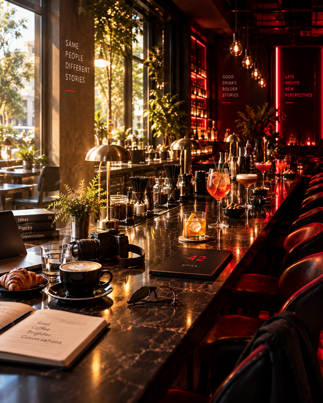 A SPILL café bar ready for visitors and new connections