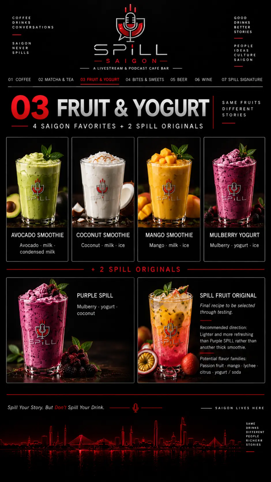 SPILL Saigon Fruit + Yogurt menu