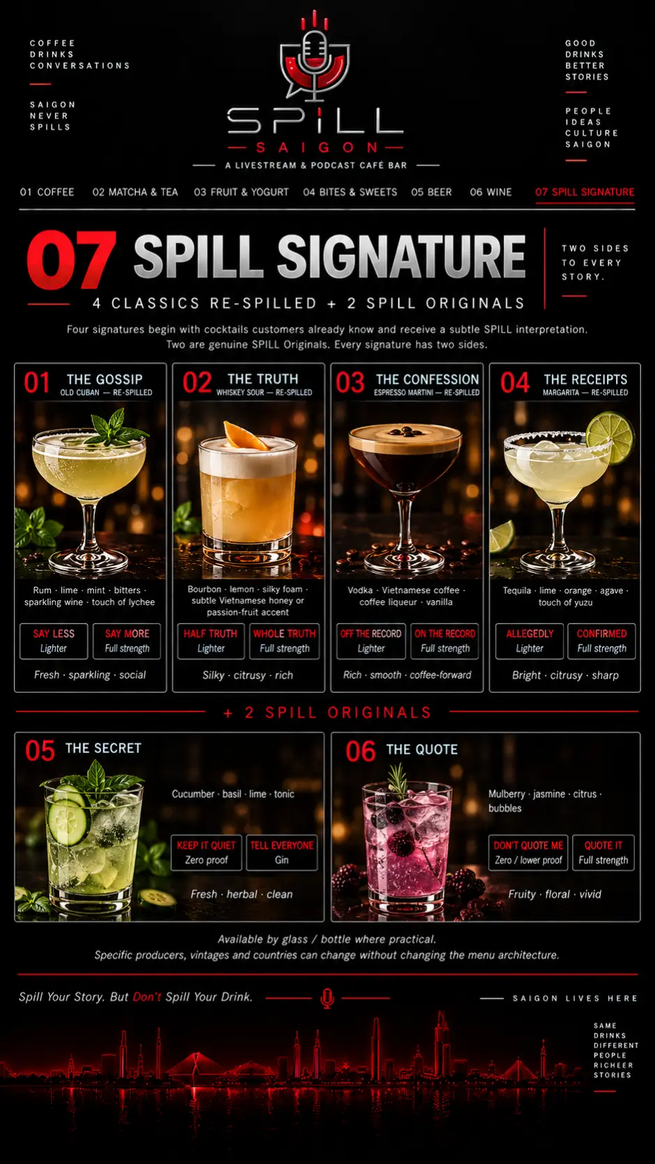 SPILL Saigon SPILL Signature menu