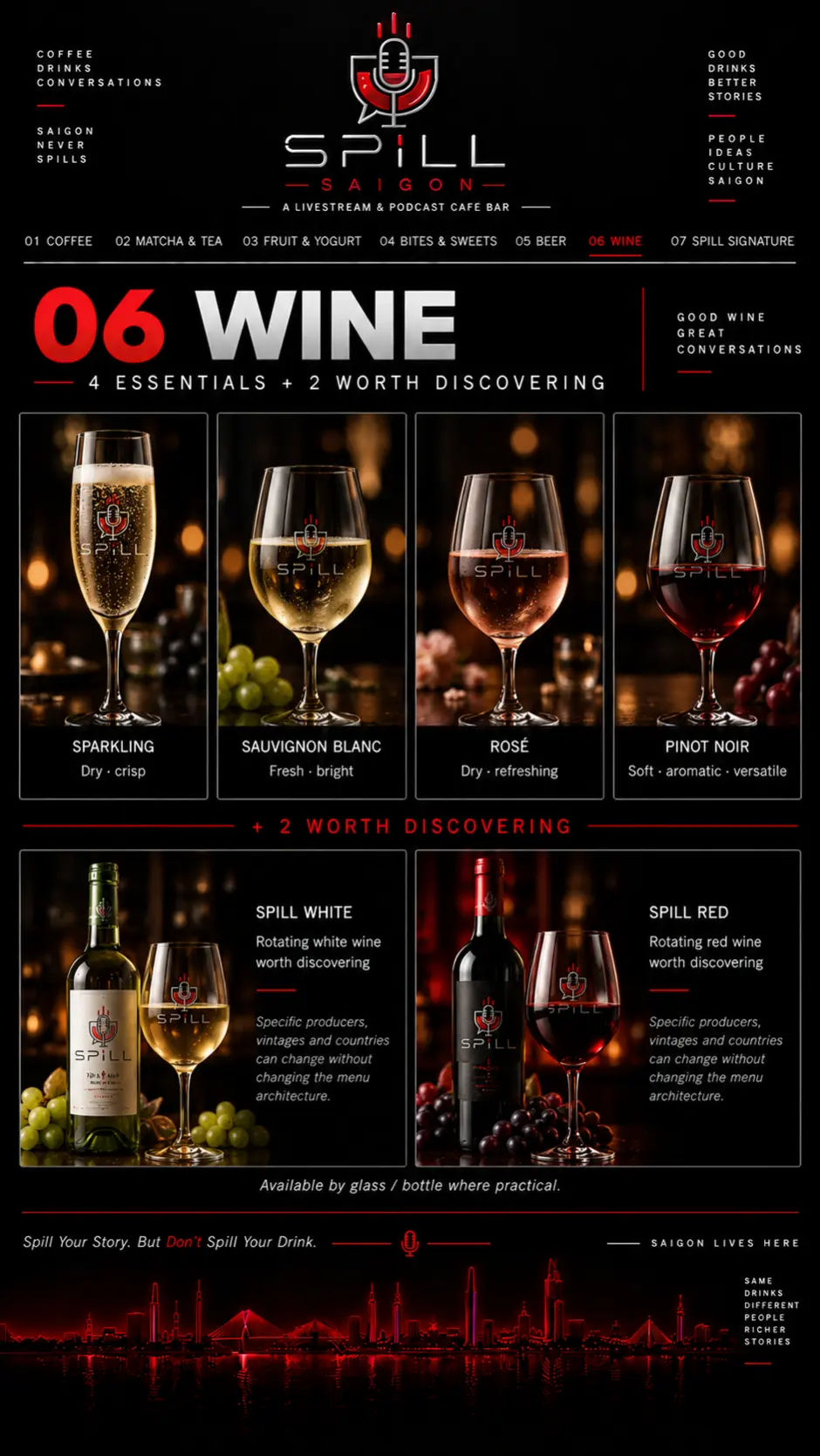 SPILL Saigon Wine menu